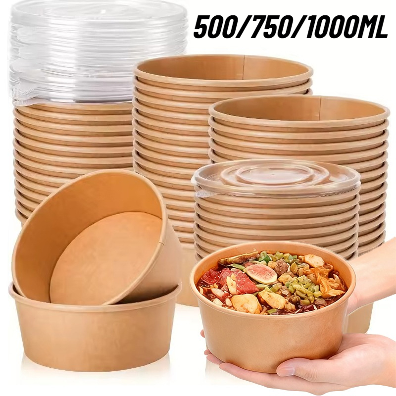 Meal Prep Noodles - 10/20개입 크라프트 종이 원형 그릇 일회용