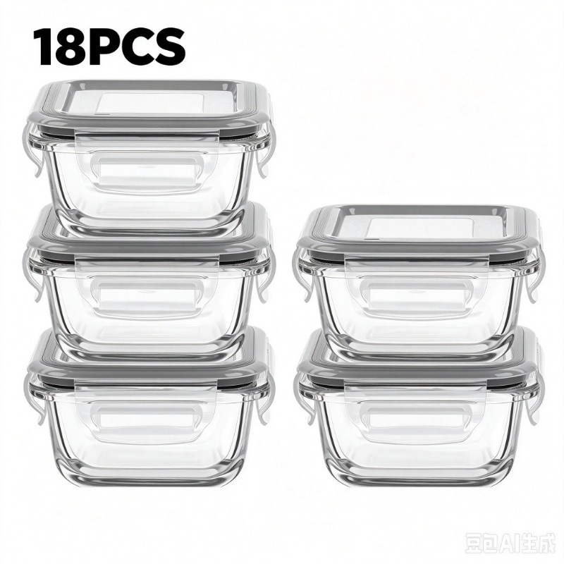 Meal Prep Glass Containers With Lids - 유리 식품 보관 용기 세트 18개,