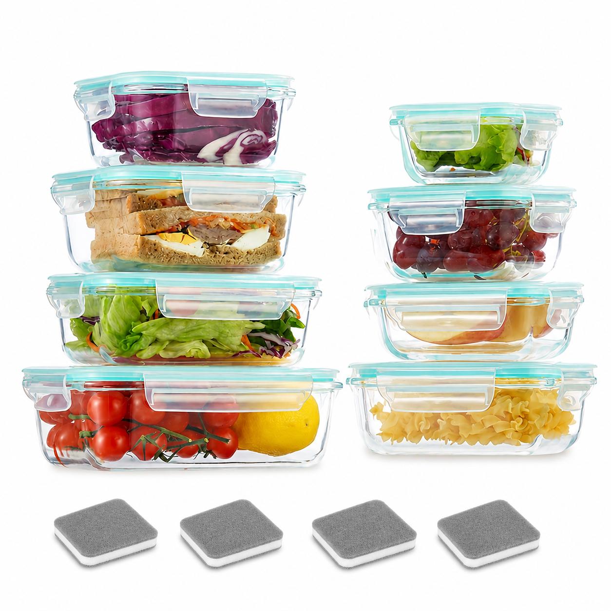 Meal Prep Glass Containers With Lids - 16개 밀폐형 유리 식품 저장 용기,
