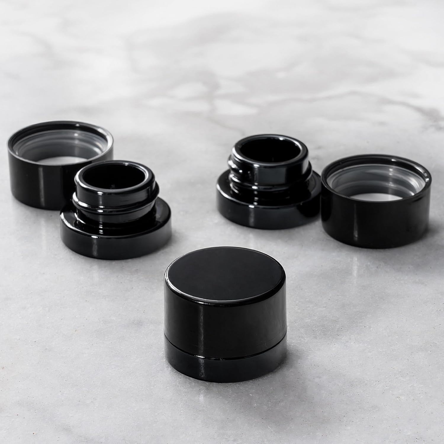 Meal Prep Glass Containers With Lids - 5ml 두꺼운 검은색 유리병, 어린이 보호