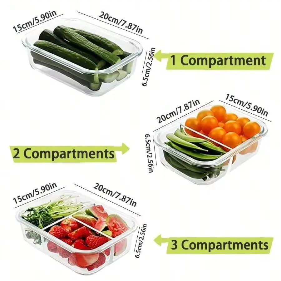Meal Prep Glass Containers With Lids - yesGlass 뚜껑이 있는 식품 저장 용기,