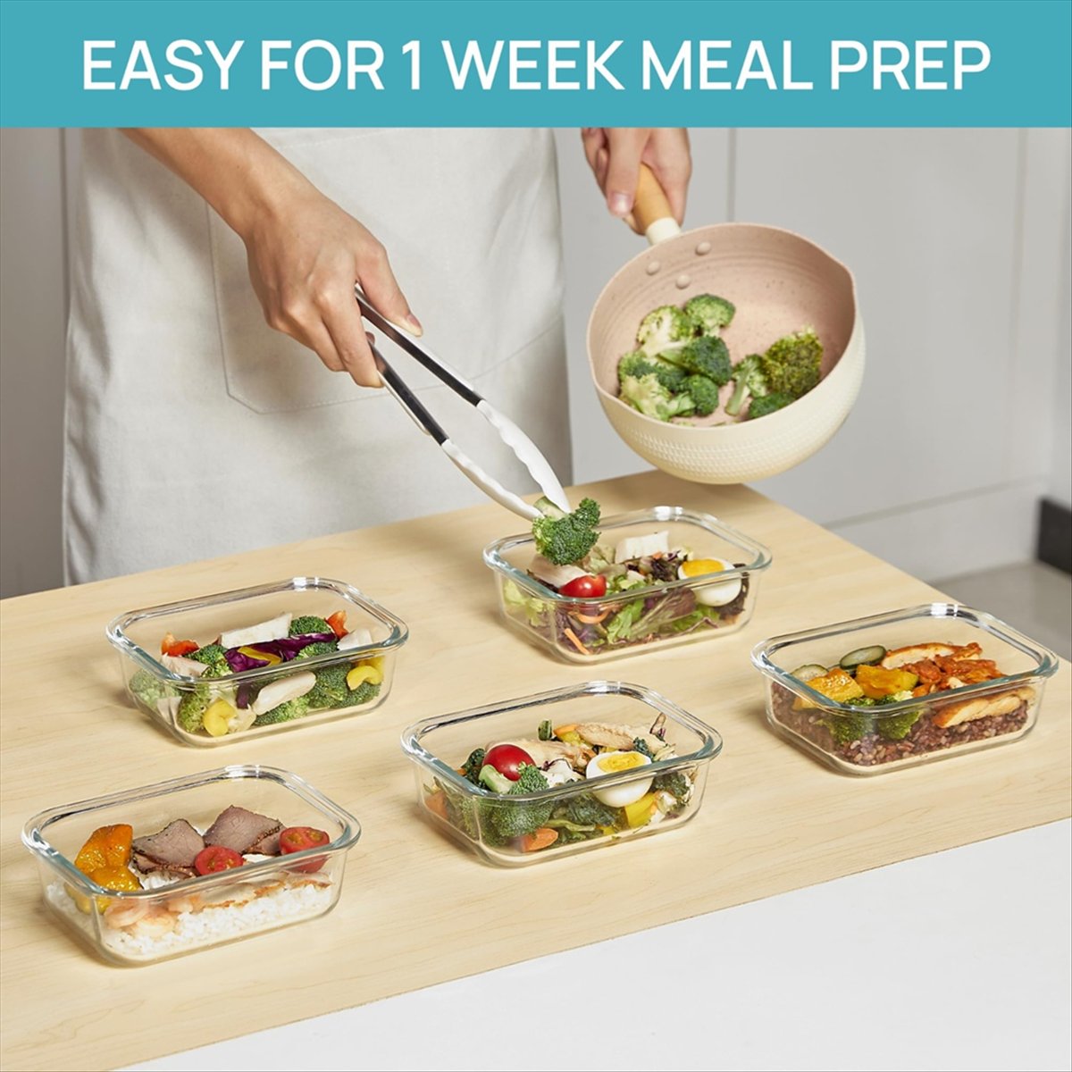 (ESTR) 5팩 22온스 유리 보관 용기(뚜껑 포함) - Meal Prep Glass Containers With Lids 리뷰 및 가격