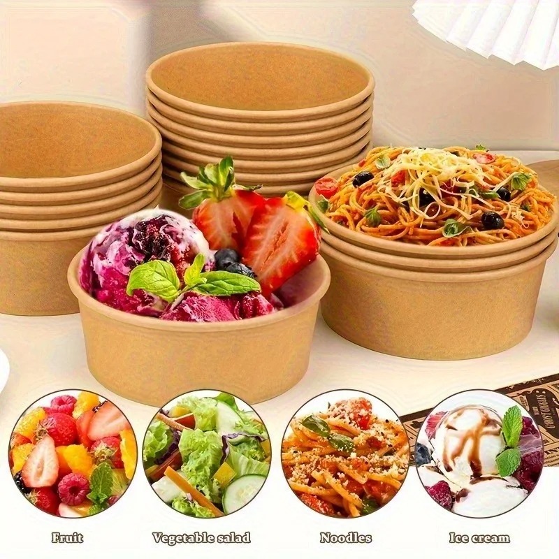 크라프트 종이 원형 그릇 일회용 도시락 용기 (뚜껑 포 - Meal Prep Noodles 리뷰 및 가격