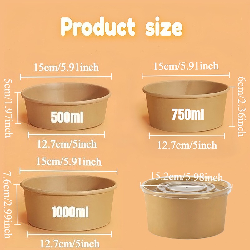 10/20개입 크라프트 종이 원형 그릇 일회용 도시락  - Meal Prep Noodles 리뷰 및 가격