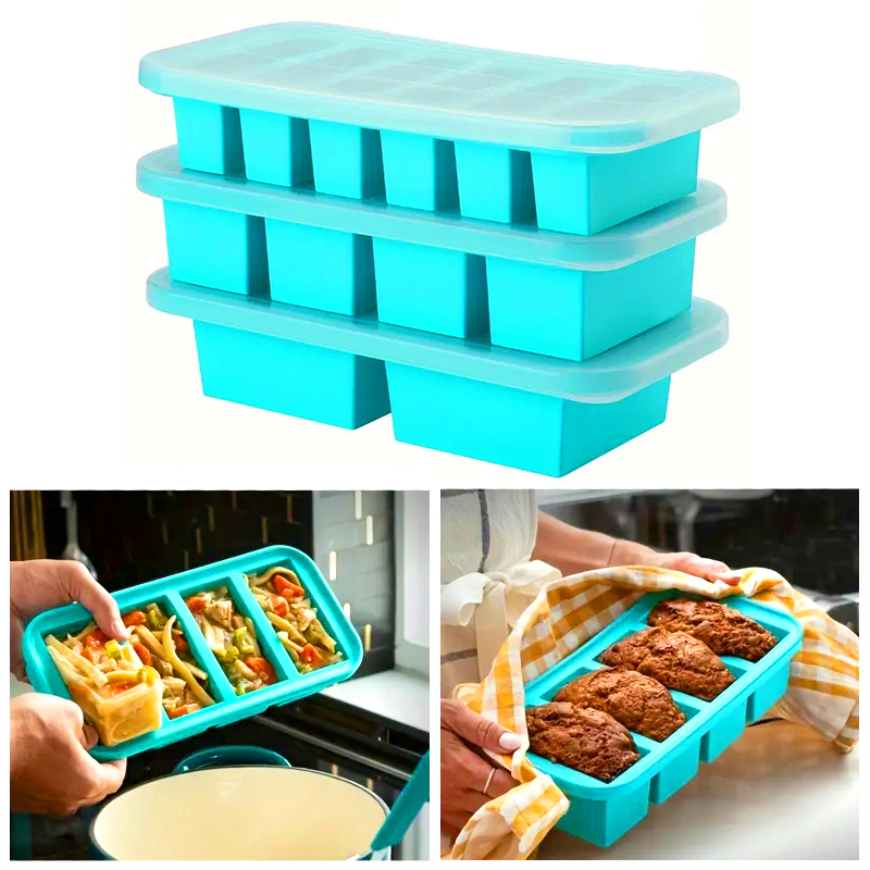 실리콘 냉동 틀 선물 세트, 뚜껑이 있는 2, 4, 6 - Meal Prep Menu 리뷰 및 가격