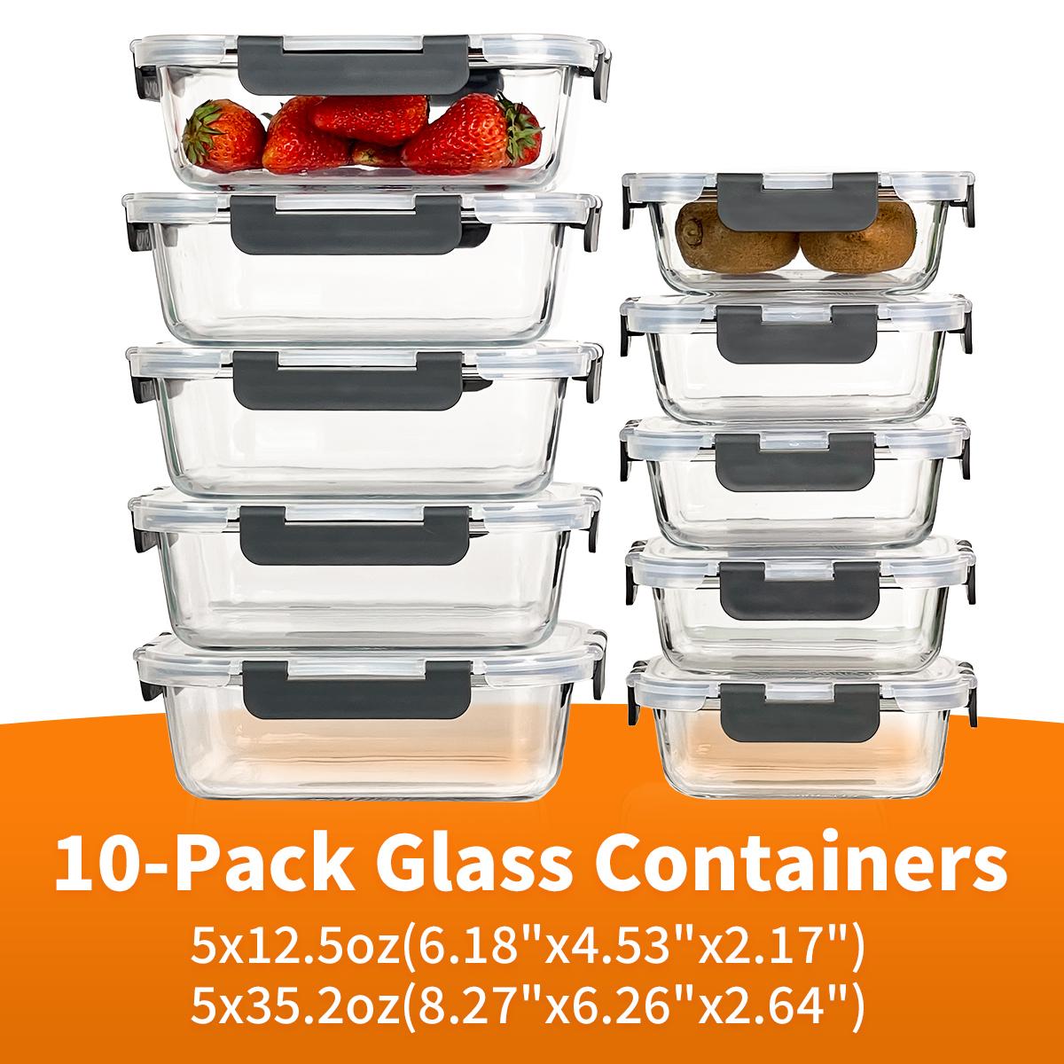 유리 식품 보관 용기 세트 10개입, BPA 프리 밀폐 - Meal Prep Glass Containers With Lids 리뷰 및 가격