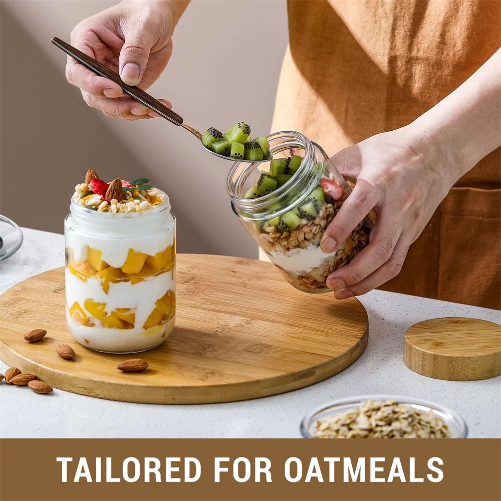예스4 팩 16온스 오버나이트 오트밀 용기(대나무 뚜껑 - Meal Prep Glass Containers With Lids 리뷰 및 가격