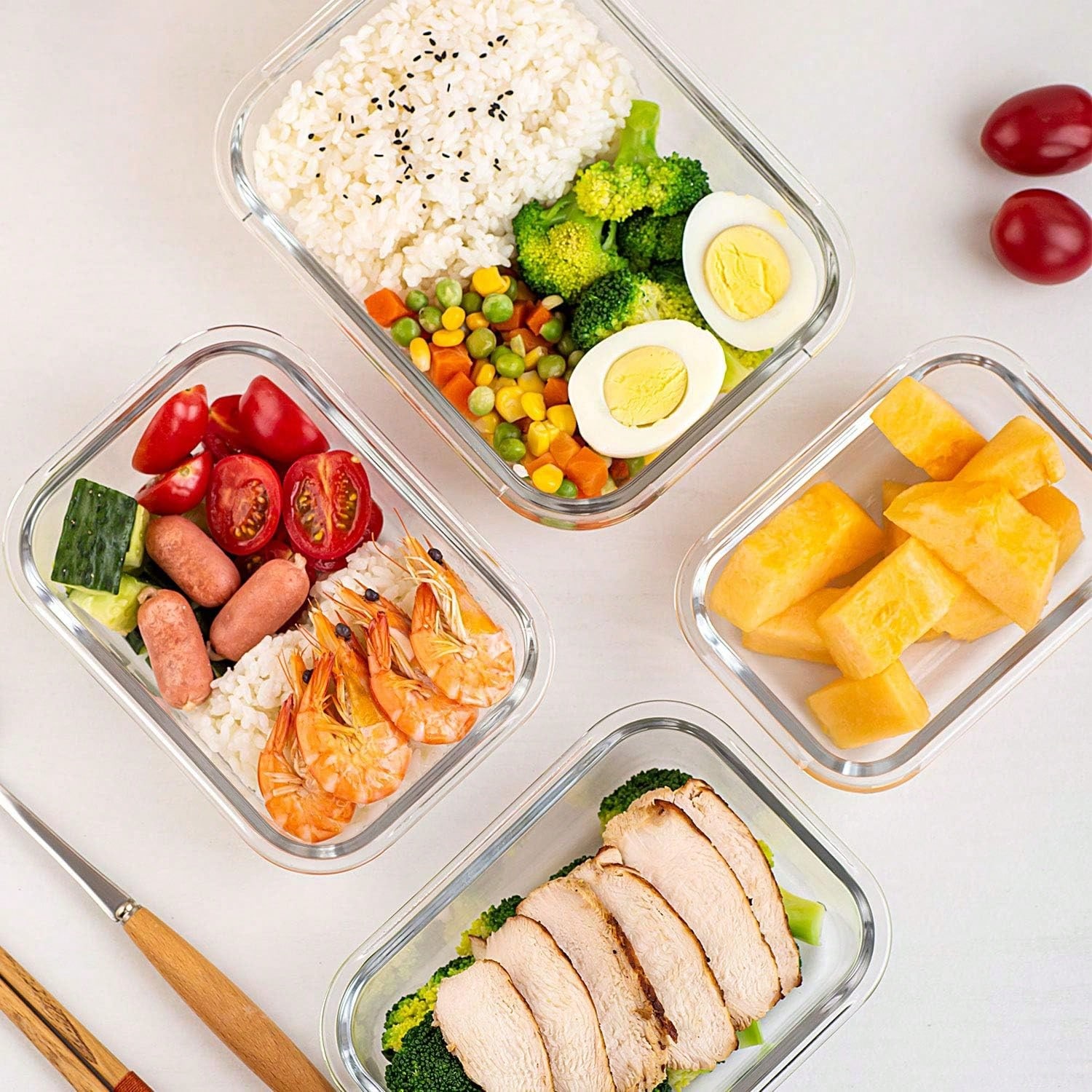 10개 세트 유리 식품 보관 용기, 모던한 투명 디자인 - Meal Prep Glass Containers With Lids 리뷰 및 가격